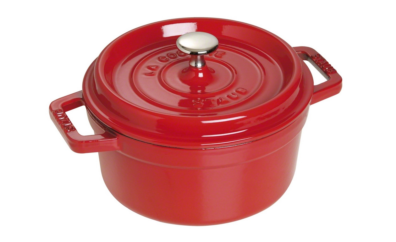 Staub Кокот круглый 22 см, вишневый | https://grandposuda.com.ua