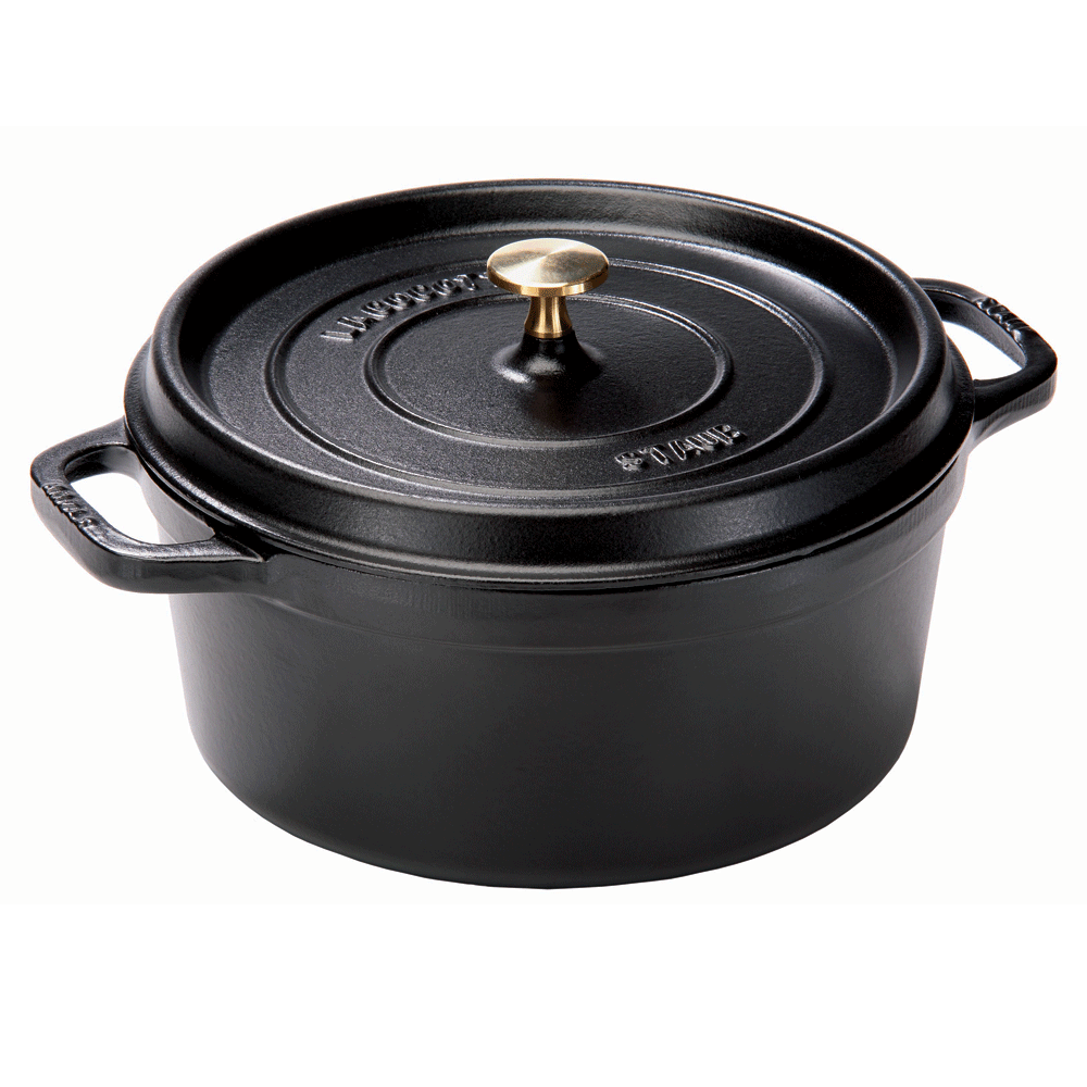 Staub Каструля / жаровня 24 см з кришкою Matte Black | https://grandposuda.com.ua