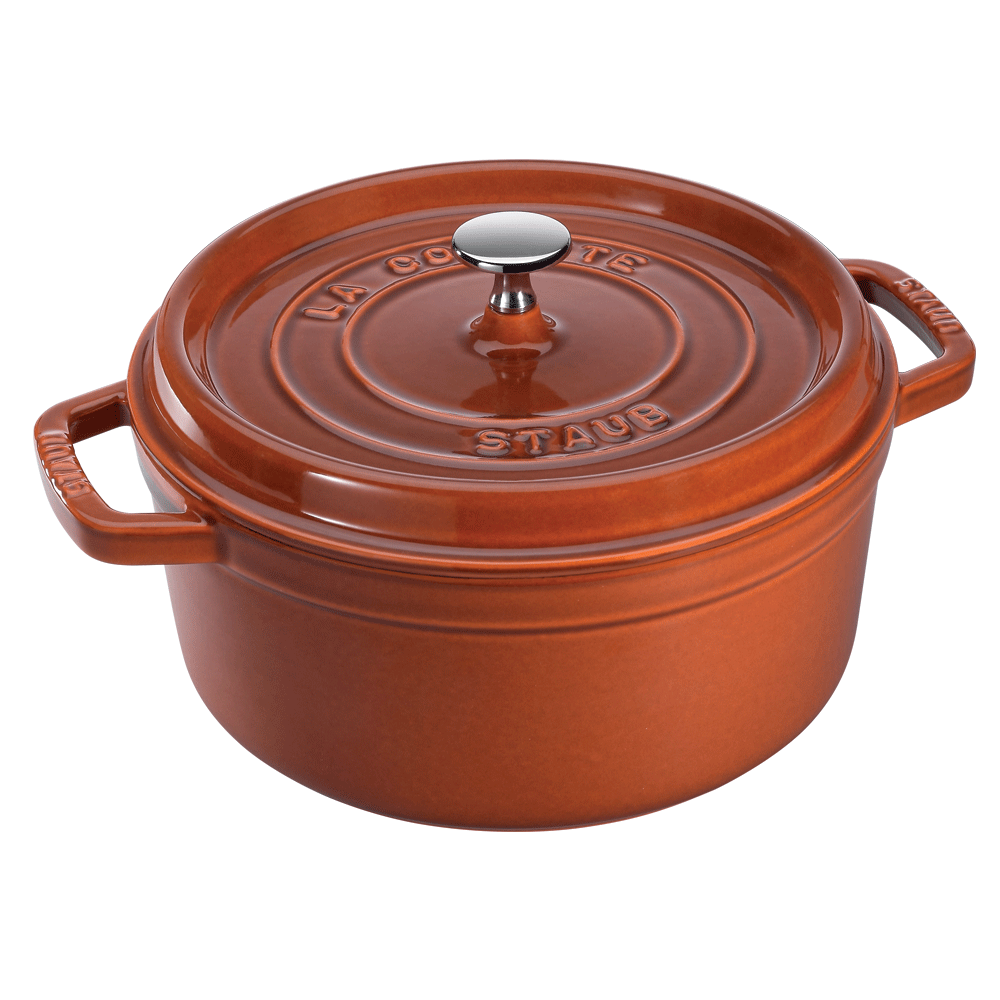 Staub Каструля / жаровня 24 см з кришкою Burnt Orange | https://grandposuda.com.ua
