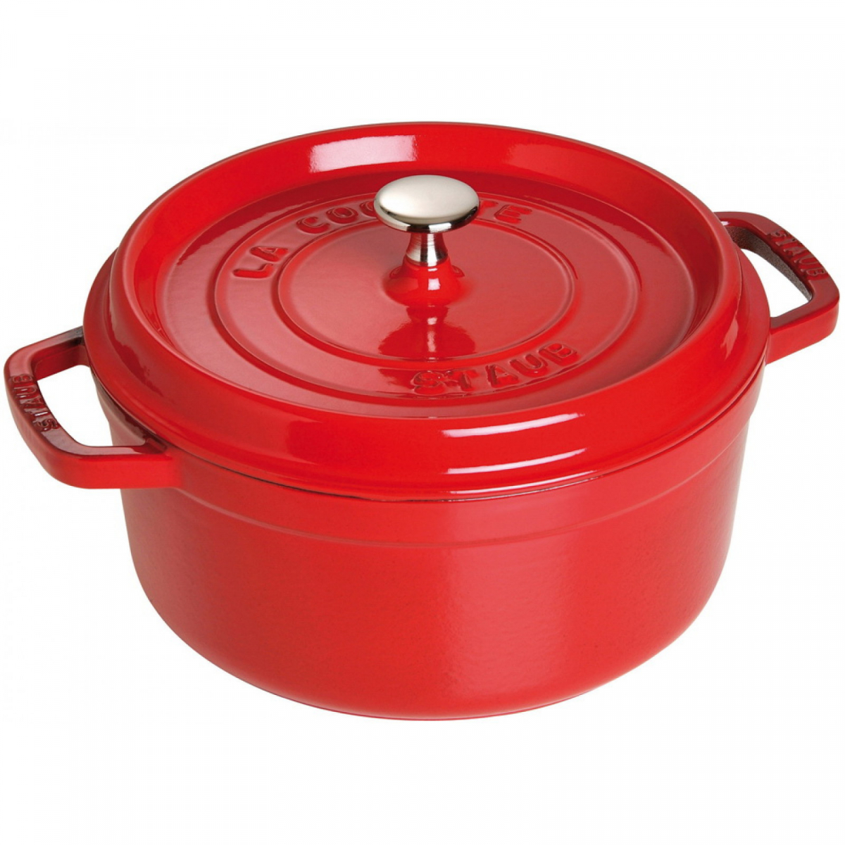 Staub Кокот круглий 24 см, вишневий | https://grandposuda.com.ua