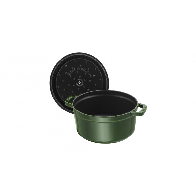 Staub Кокот круглый 24 см, зеленый базилик | https://grandposuda.com.ua