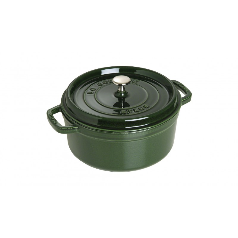Staub Кокот круглий 24 см, зелений базилік | https://grandposuda.com.ua