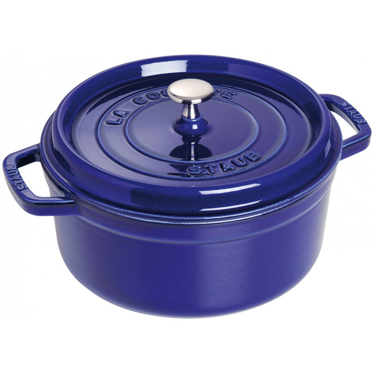 Staub Кокот круглий 24 см, темно-синій | https://grandposuda.com.ua