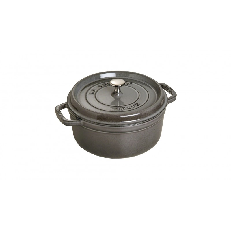 Staub Кокот круглий 26 см, сірий графіт | https://grandposuda.com.ua