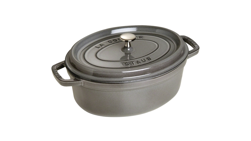 Staub Кокот овальный 27 см, серый графит | https://grandposuda.com.ua