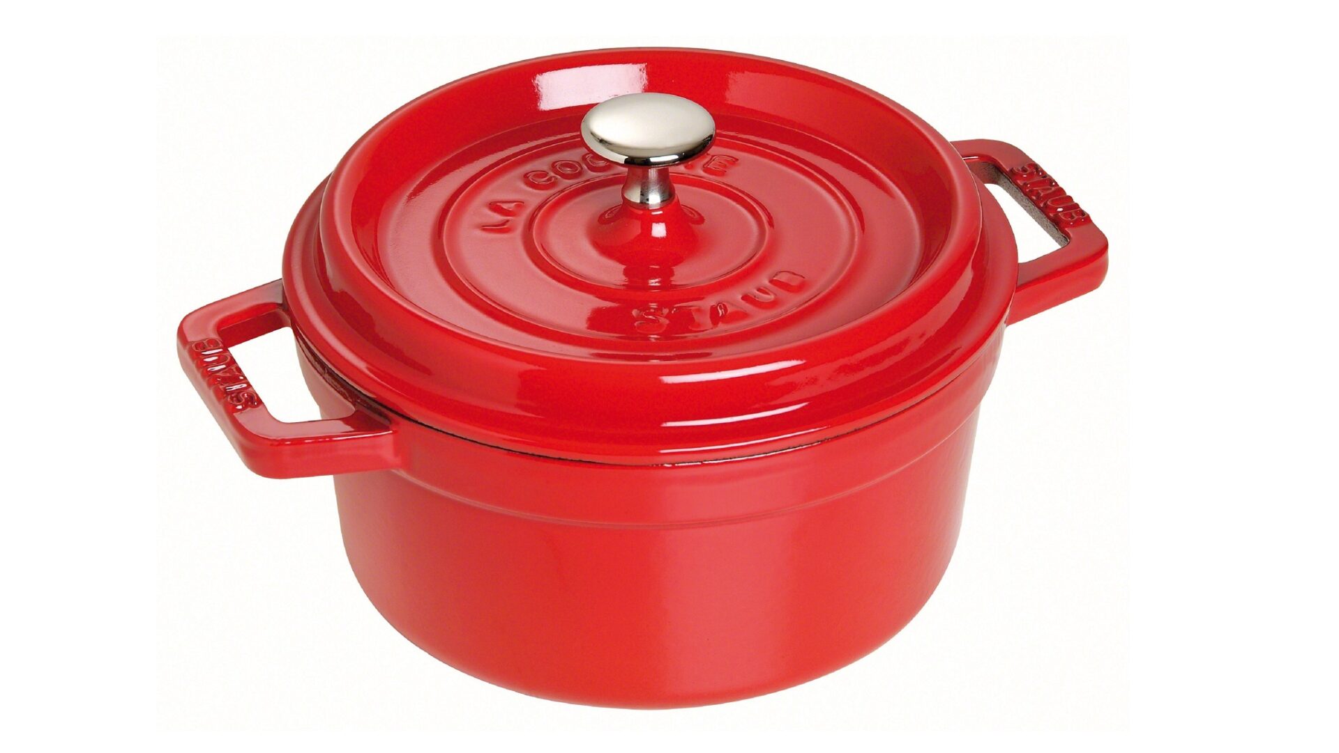 Staub Кокот круглий 28 см, вишневий | https://grandposuda.com.ua