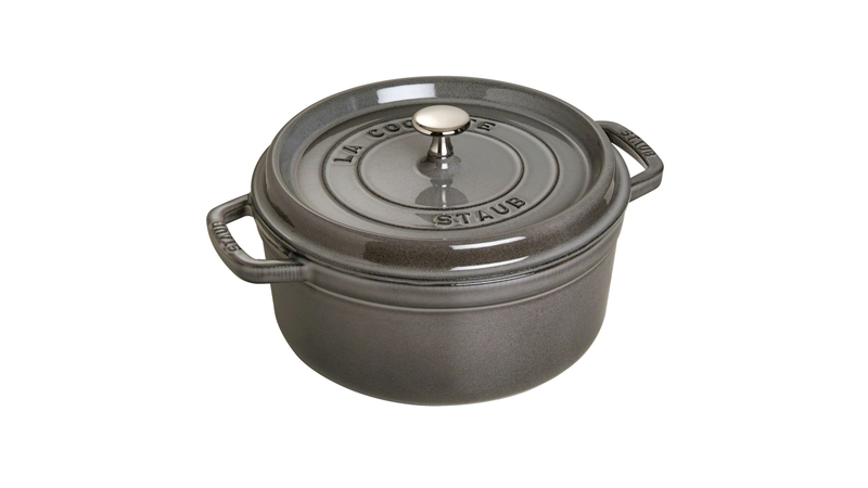 Staub Кокот круглый 28 см, серый графит | https://grandposuda.com.ua