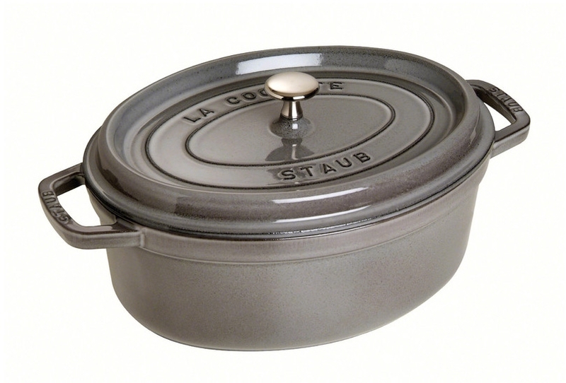 Staub Кокот овальный 31 см, серый графит | https://grandposuda.com.ua