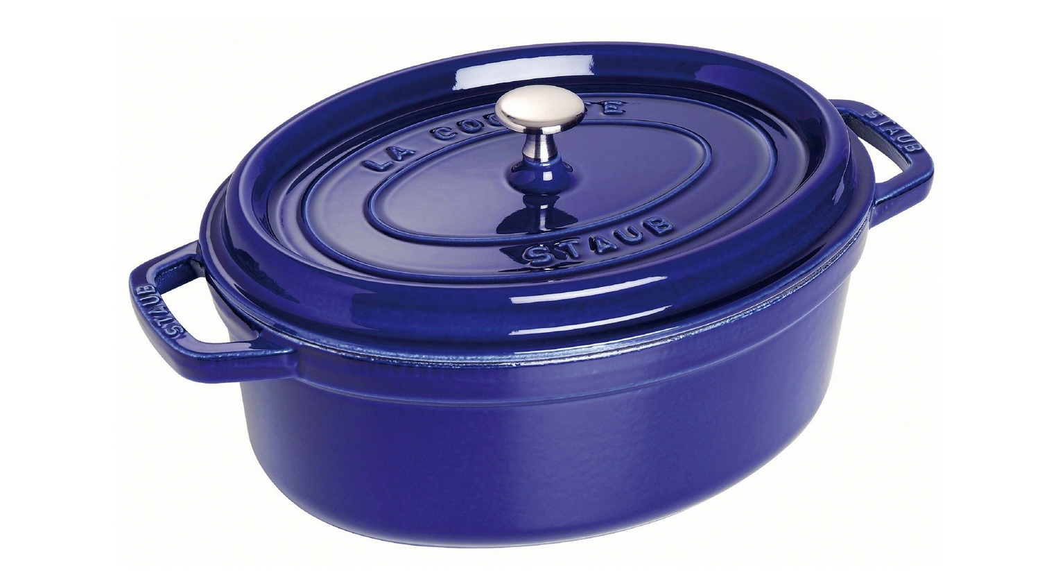 Staub Кокот овальный 31 см, темно-синий | https://grandposuda.com.ua