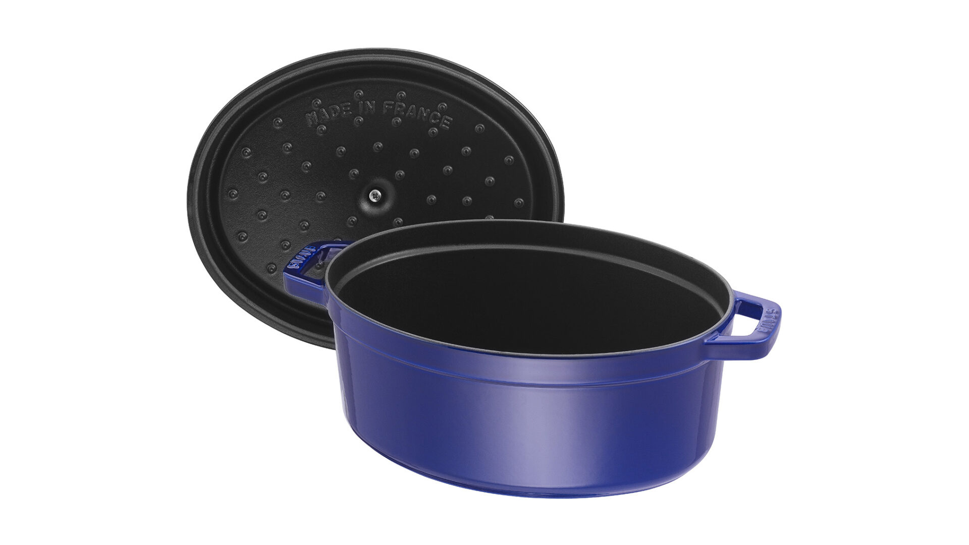 Staub Кокот овальний 33 см, темно-синій | https://grandposuda.com.ua