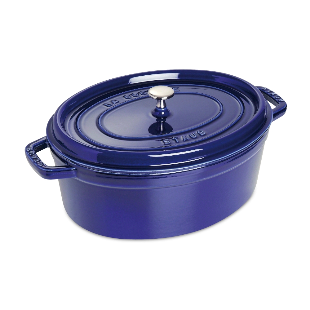 Staub Кокот овальный 33 см, темно-синий | https://grandposuda.com.ua