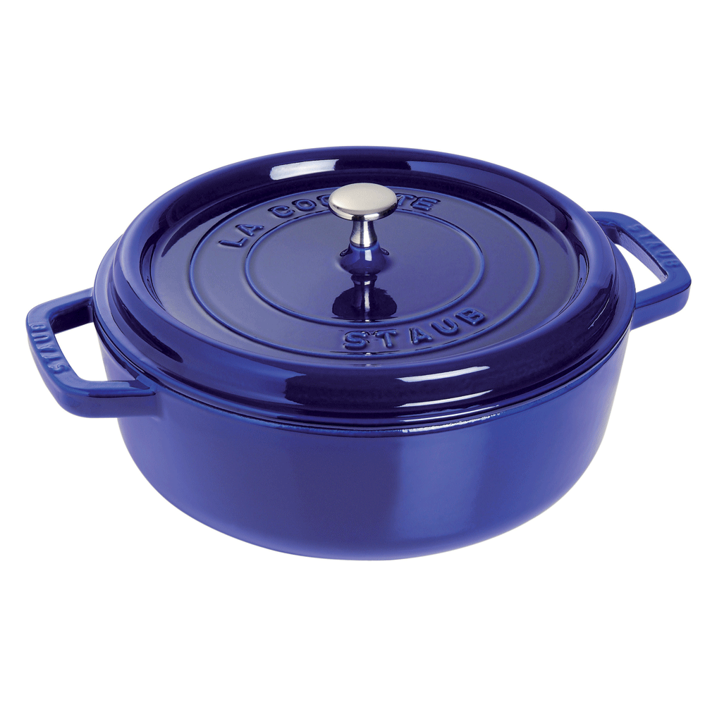 Staub Кастрюля / жаровня 26 см с крышкой Dark Blue | https://grandposuda.com.ua