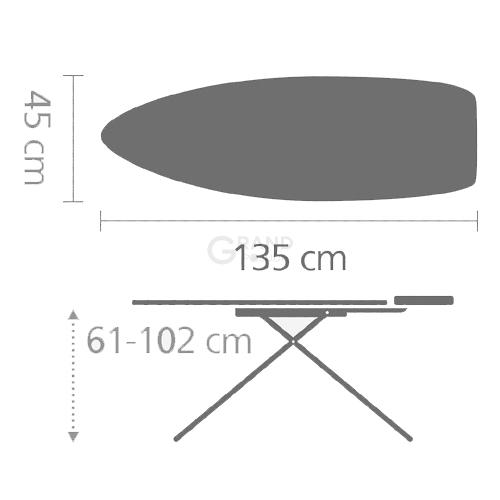Brabantia Доска c силиконовой подставкой для утюга 135 x 45 cm (D) Raspberry | https://grandposuda.com.ua