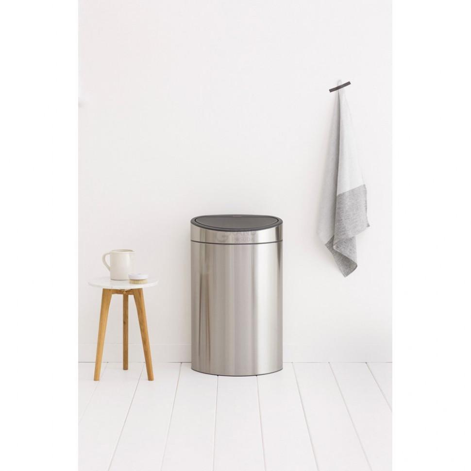 Brabantia Двосекційний сміттєвий бак 10 і 23 л матовий сталевий з захистом від відбитків пальців Touch Bin | https://grandposuda.com.ua