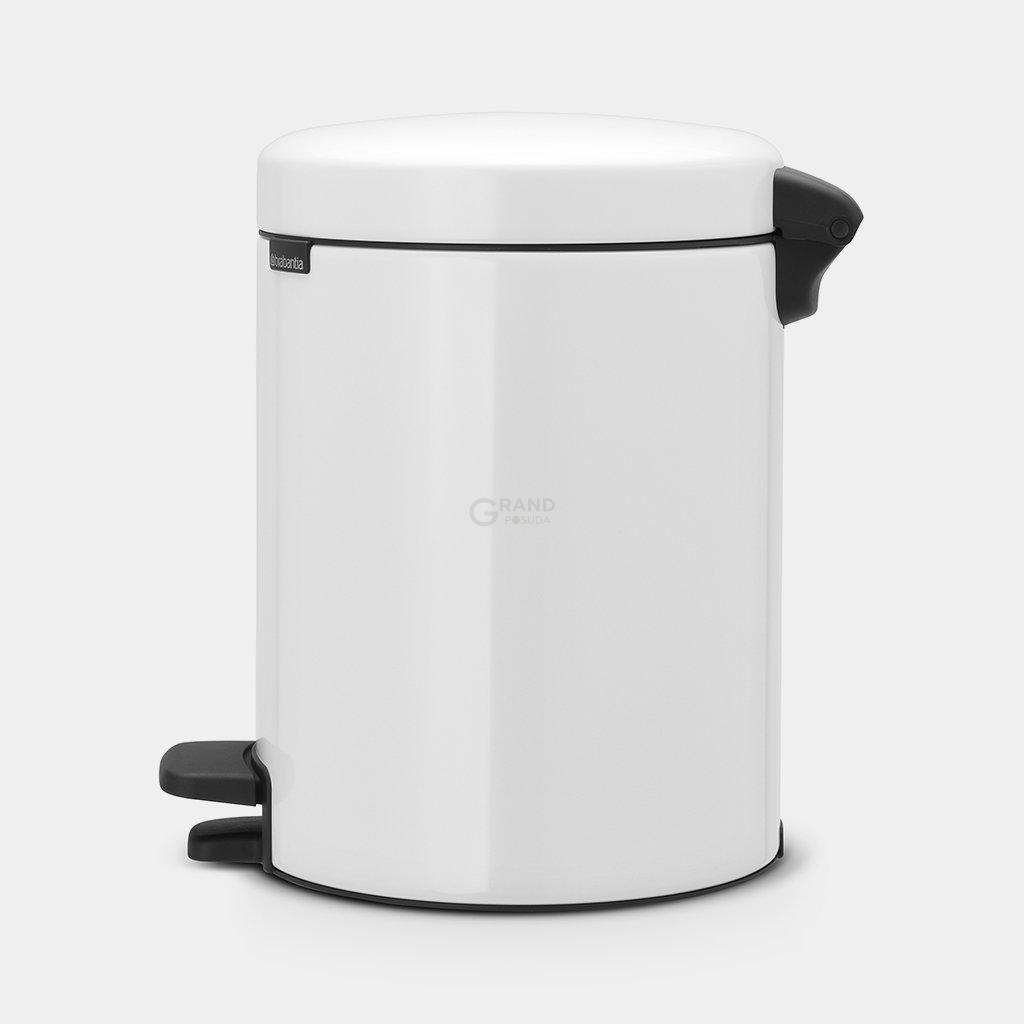 Brabantia Сміттєвий бак з педаллю 5 л безшумний металеве внутрішнє відро білий NewIcon | https://grandposuda.com.ua
