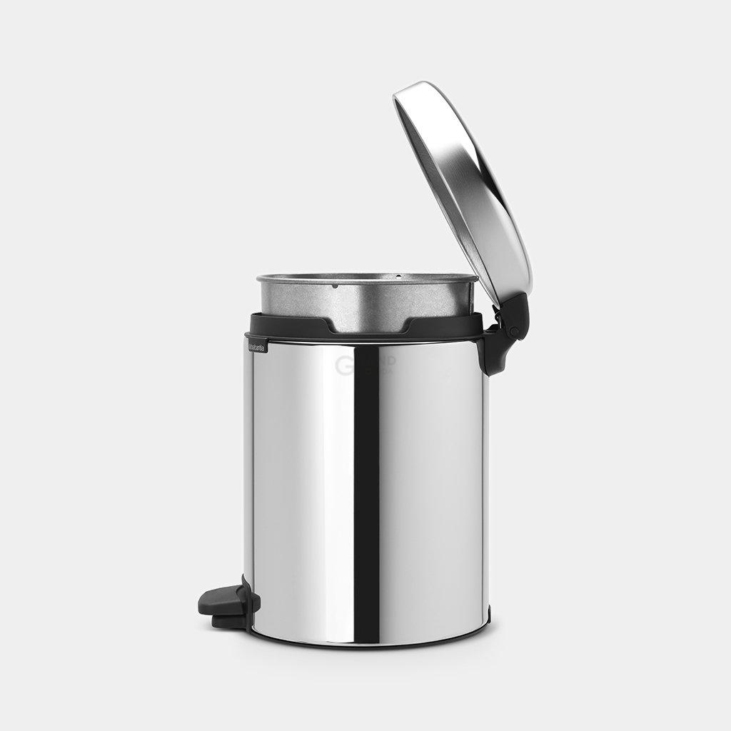 Brabantia Сміттєвий бак з педаллю 5 л безшумний металеве внутрішнє відро глянцева сталь NewIcon | https://grandposuda.com.ua