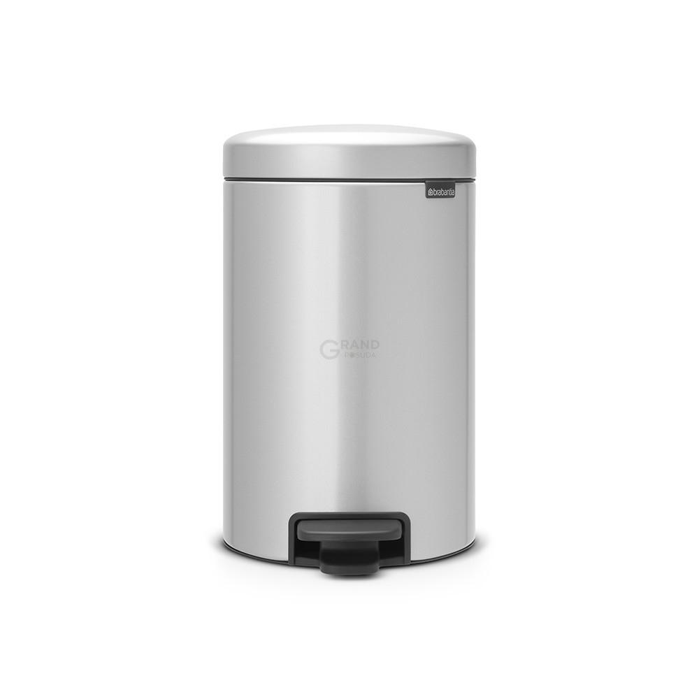 Brabantia Сміттєвий бак з педаллю 12 л безшумний сірий металік NewIcon | https://grandposuda.com.ua