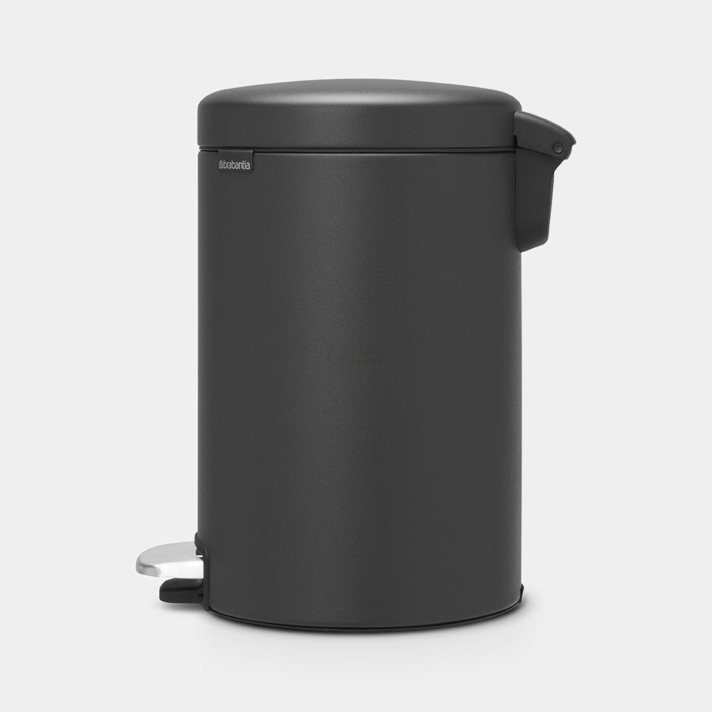 Brabantia Сміттєвий бак з педаллю 12 л безшумний мінерально-графітовий NewIcon | https://grandposuda.com.ua