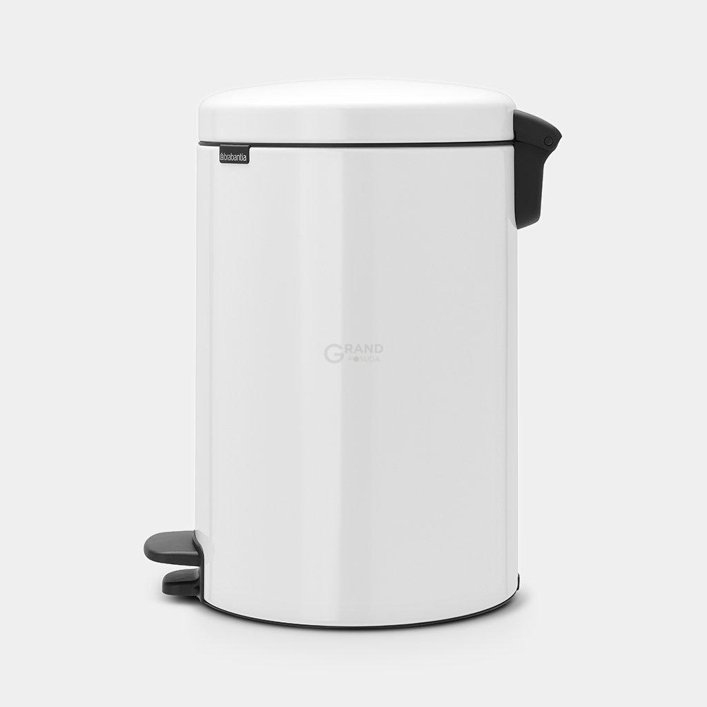 Brabantia Сміттєвий бак з педаллю 20 л безшумний з металевим внутрішнім відром білий NewIcon | https://grandposuda.com.ua