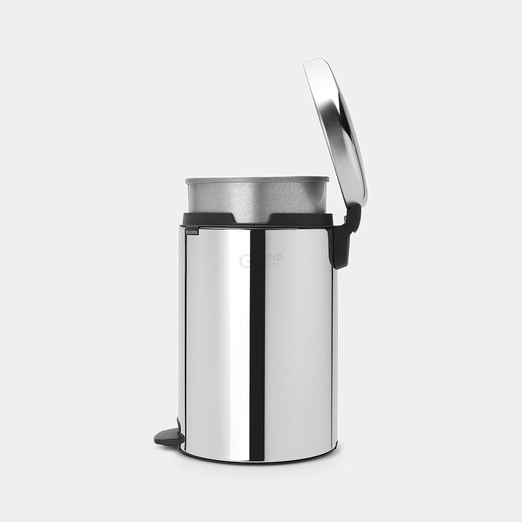 Brabantia Сміттєвий бак з педаллю 20 л безшумний з металевим внутрішнім відром сталевий глянсовий NewIcon | https://grandposuda.com.ua