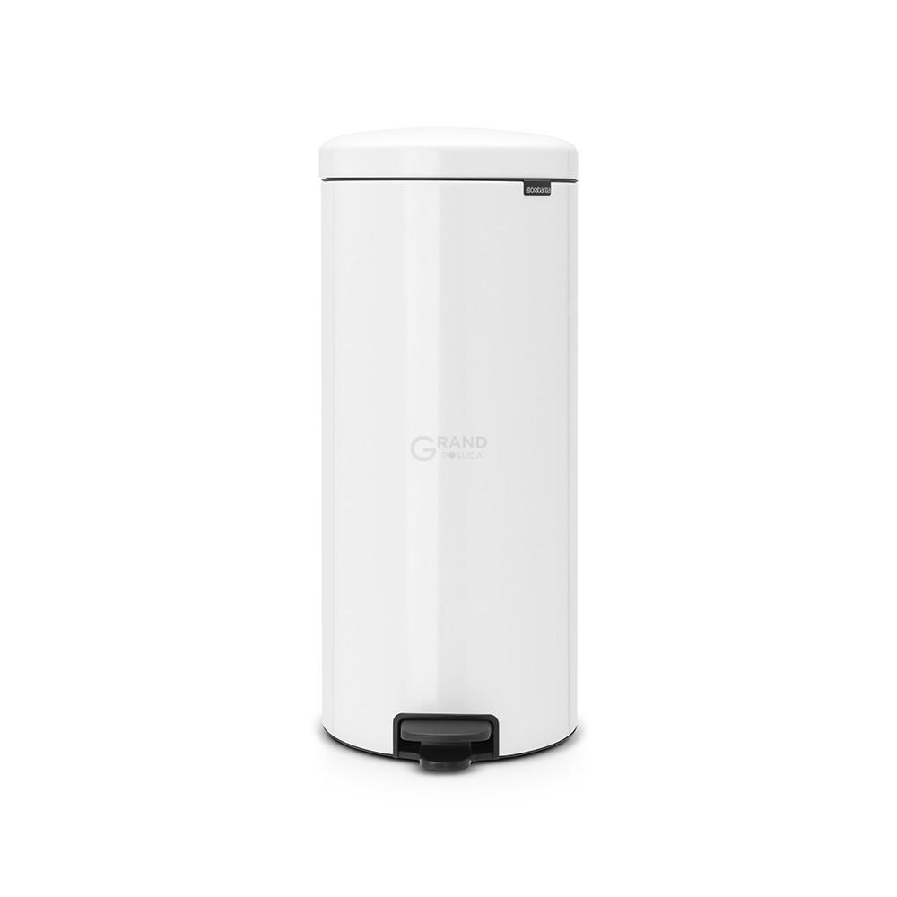 Brabantia Сміттєвий бак з педаллю 30 л безшумний з металевим внутрішнім відром білий NewIcon | https://grandposuda.com.ua
