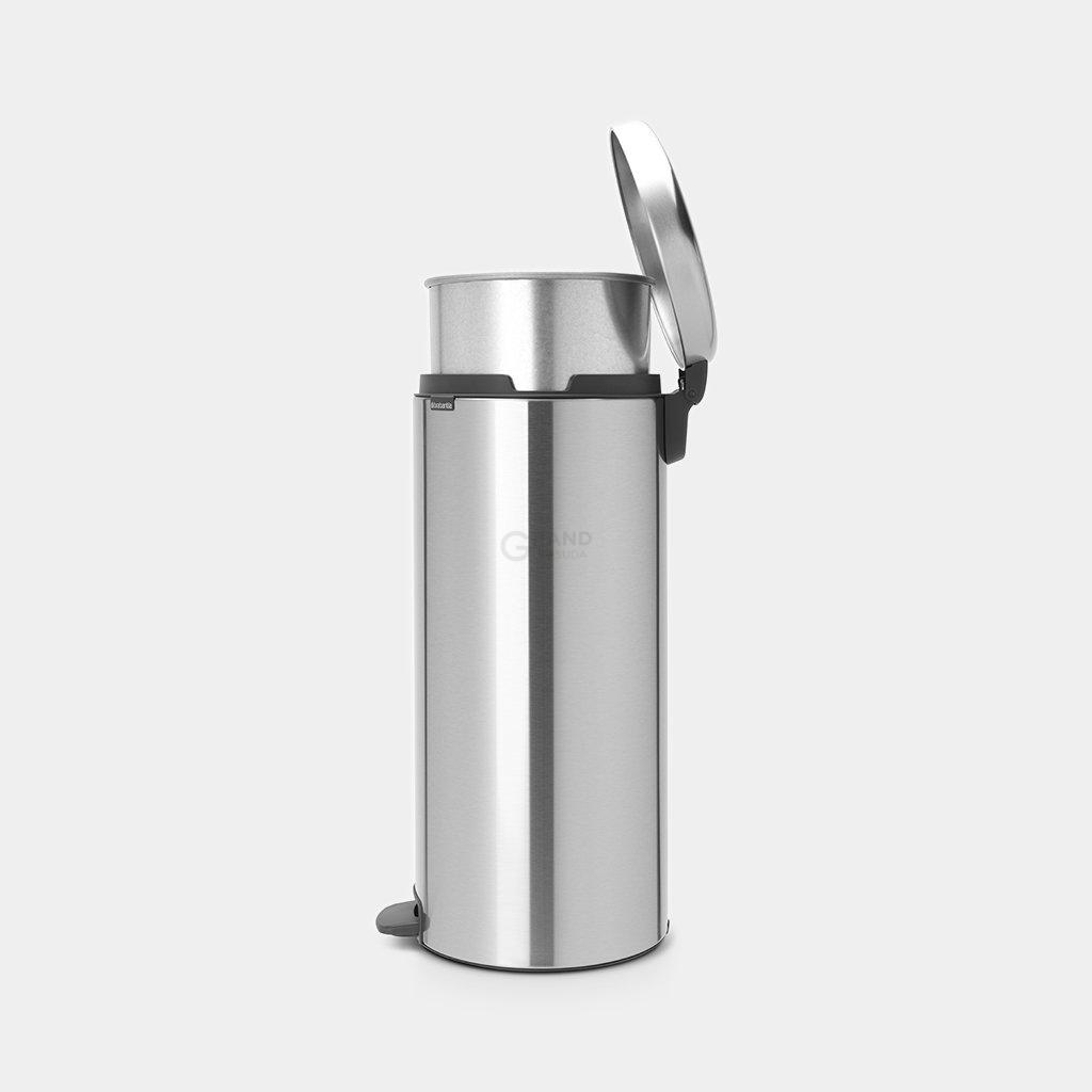 Brabantia Сміттєвий бак з педаллю 30 л безшумний з металевим внутрішнім відром матова сталь NewIcon | https://grandposuda.com.ua