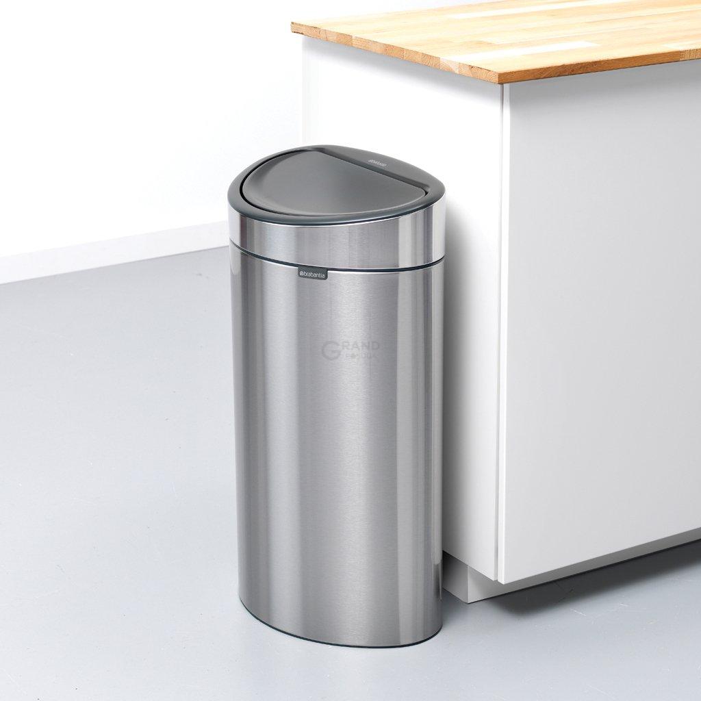 Brabantia Сміттєвий бак 40 л матова сталь із захистом від відбитків пальців Touch Bin | https://grandposuda.com.ua