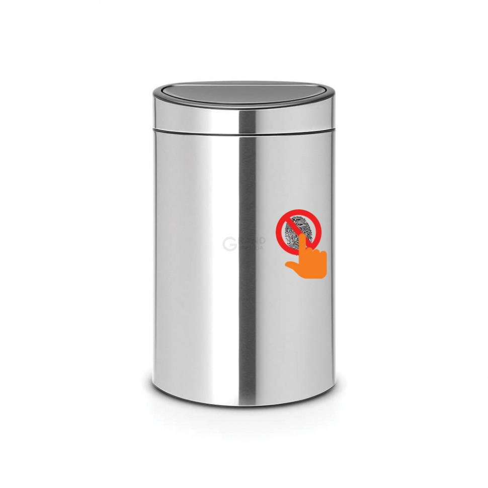 Brabantia Сміттєвий бак 40 л матова сталь із захистом від відбитків пальців Touch Bin | https://grandposuda.com.ua