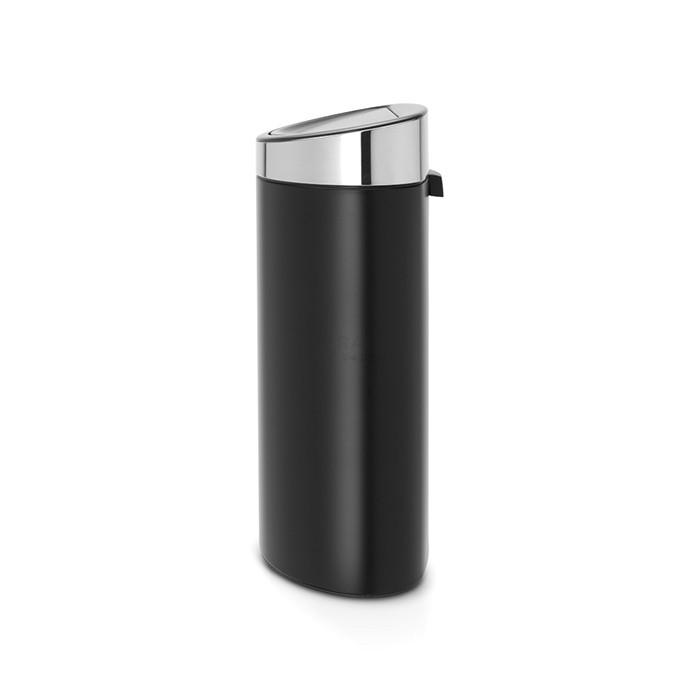 Brabantia Сміттєвий бак 40 л чорний матовий, кришка глянцева сталь Touch Bin | https://grandposuda.com.ua