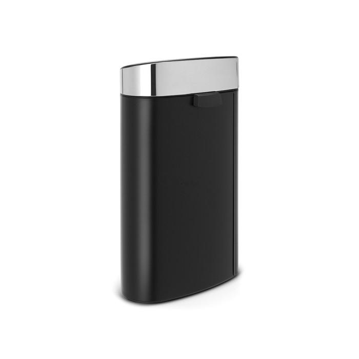 Brabantia Сміттєвий бак 40 л чорний матовий, кришка глянцева сталь Touch Bin | https://grandposuda.com.ua