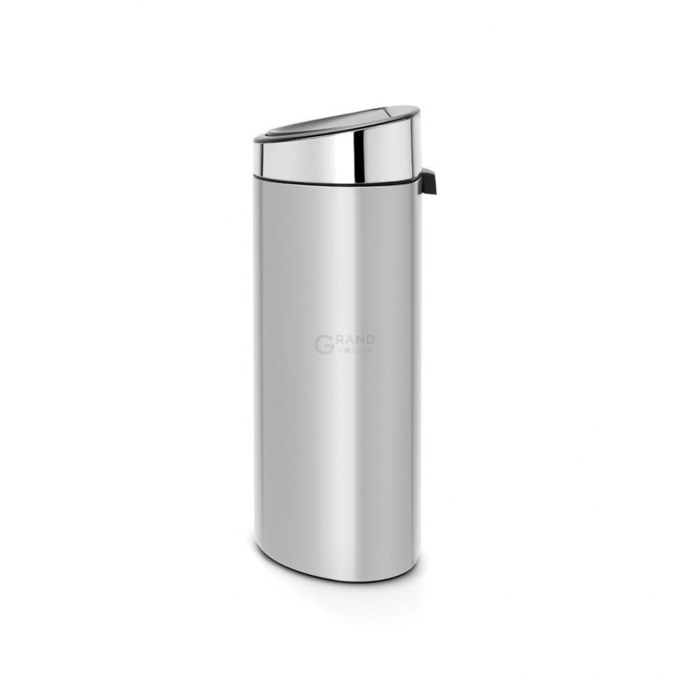 Brabantia Сміттєвий бак 40 л сірий металік, кришка глянцева сталь Touch Bin | https://grandposuda.com.ua