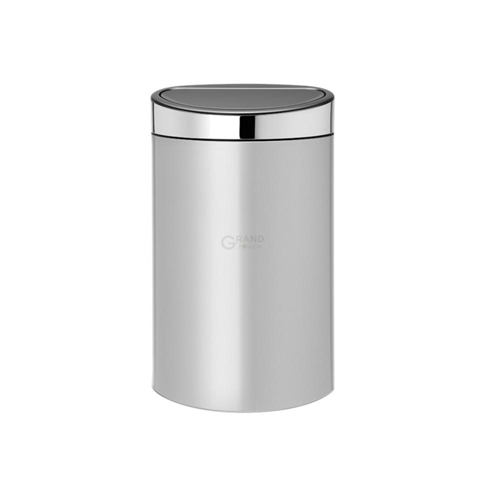 Brabantia Сміттєвий бак 40 л сірий металік, кришка глянцева сталь Touch Bin | https://grandposuda.com.ua