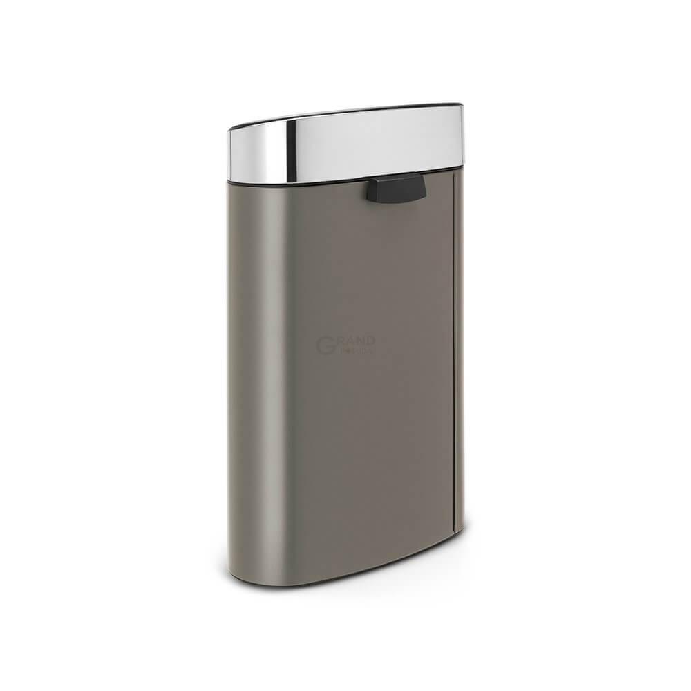 Brabantia Сміттєвий бак 40 л платиновий, кришка глянцева сталь Touch Bin | https://grandposuda.com.ua