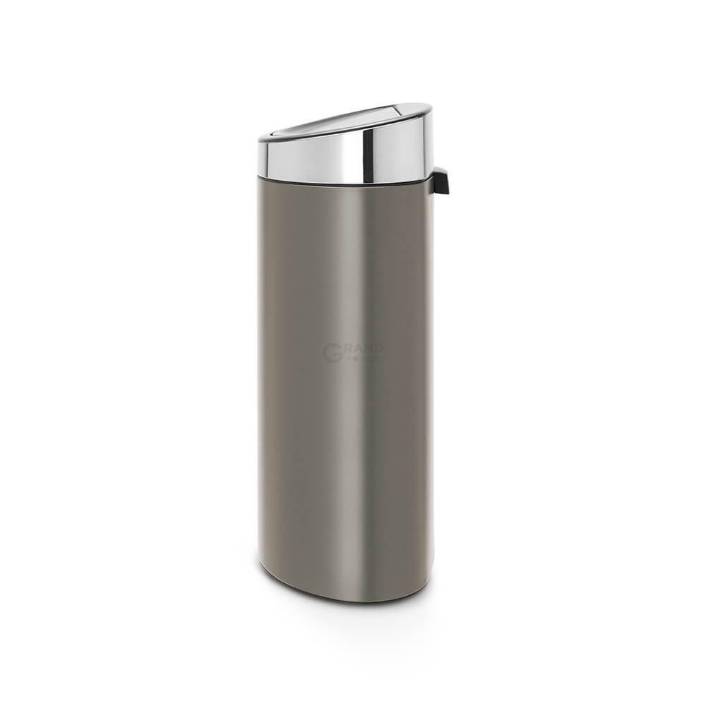 Brabantia Сміттєвий бак 40 л платиновий, кришка глянцева сталь Touch Bin | https://grandposuda.com.ua