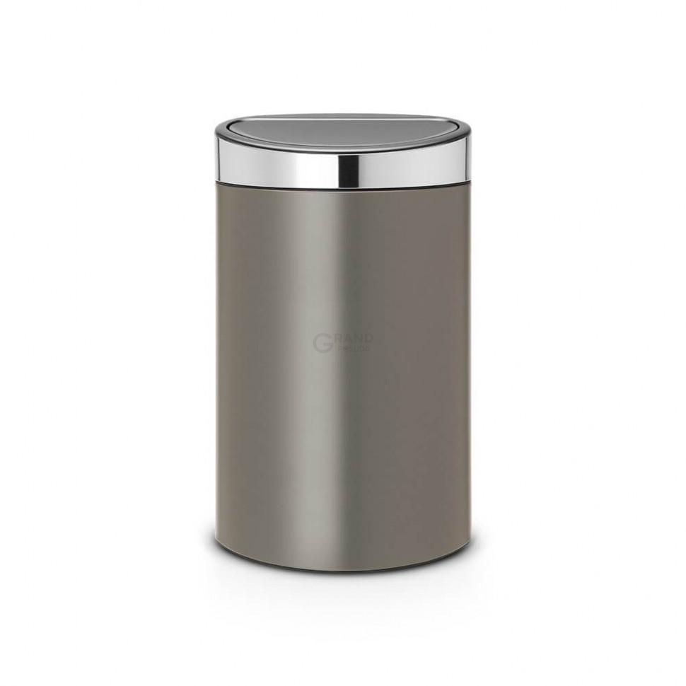 Brabantia Сміттєвий бак 40 л платиновий, кришка глянцева сталь Touch Bin | https://grandposuda.com.ua