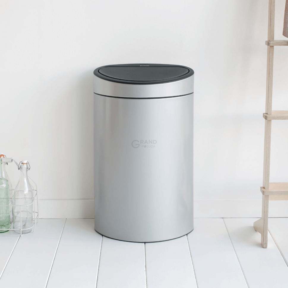Brabantia Сміттєвий бак 40 л сірий металік Touch Bin | https://grandposuda.com.ua