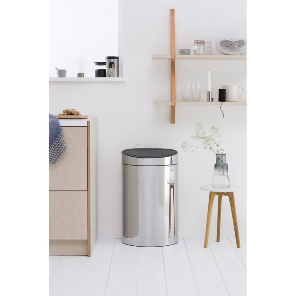 Brabantia Двосекційний сміттєвий бак 10 і 23 л глянсовий сталевий Touch Bin | https://grandposuda.com.ua