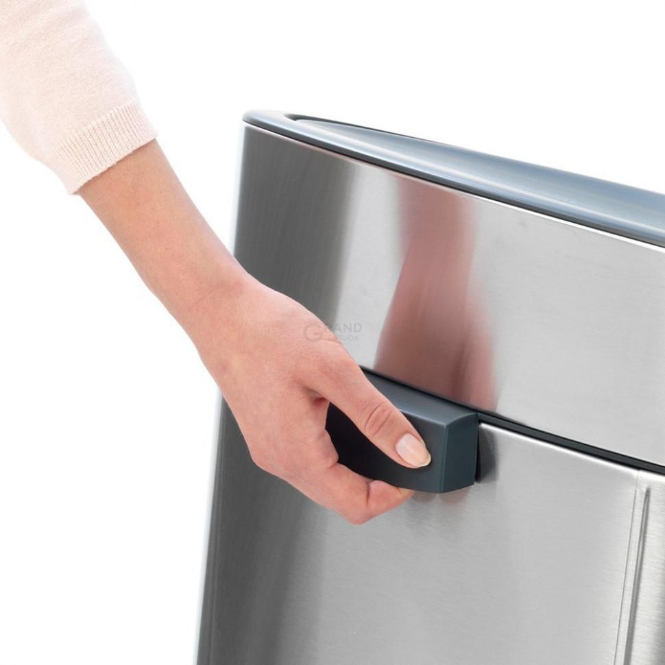 Brabantia Двосекційний сміттєвий бак 10 і 23 л глянсовий сталевий Touch Bin | https://grandposuda.com.ua