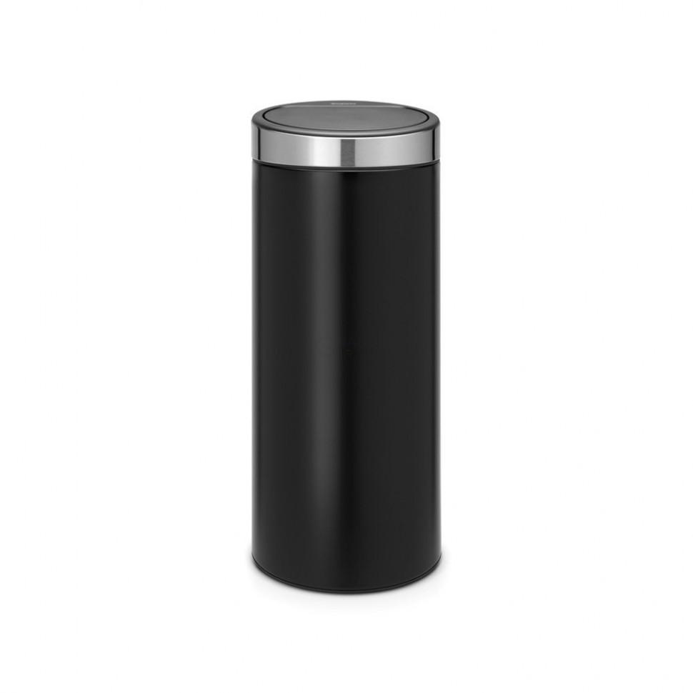Brabantia Сміттєвий бак 30 л чорний матовий сталева кришка Touch Bin | https://grandposuda.com.ua