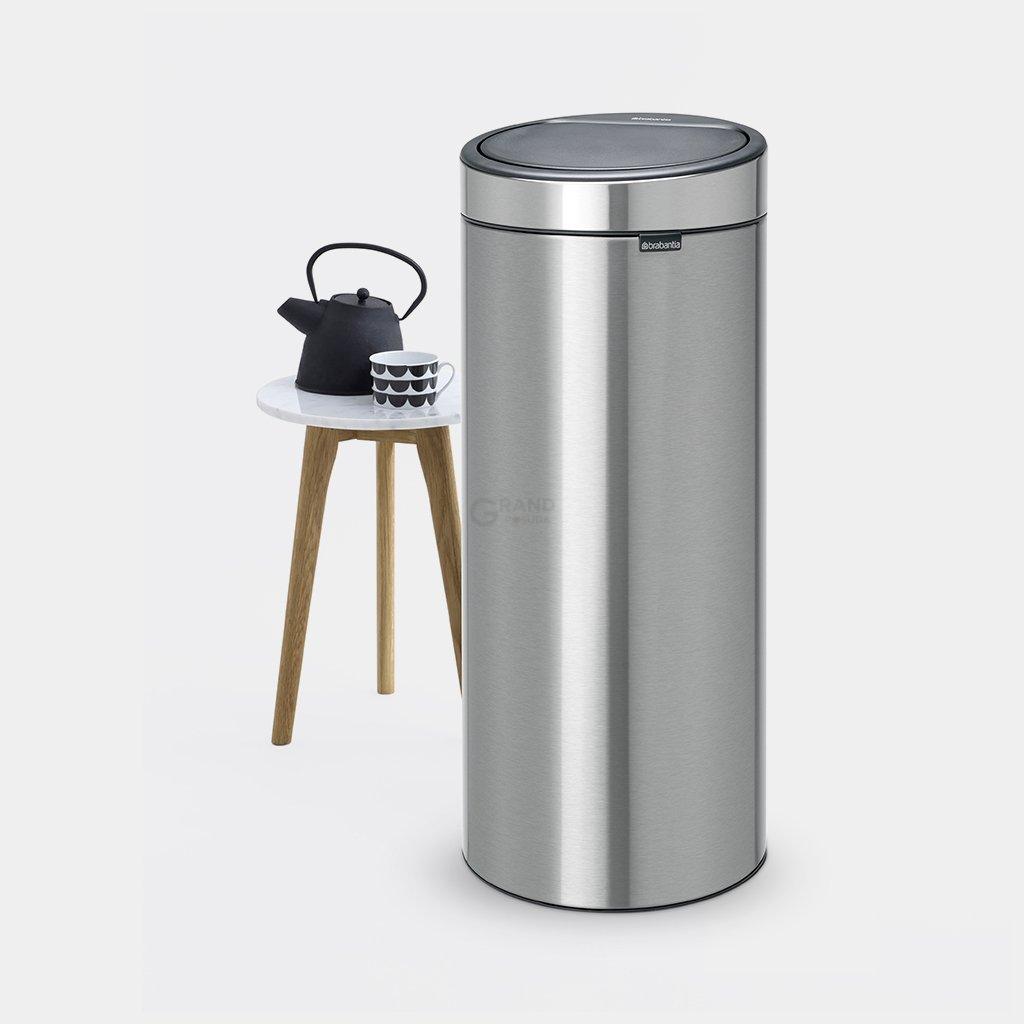 Brabantia Сміттєвий бак 30 л матова сталь із захистом від відбитків пальців Touch Bin | https://grandposuda.com.ua