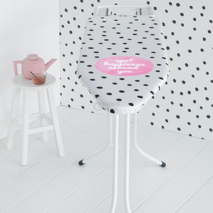 Brabantia Доска со стационарной подставкой для парового утюга 124 x 38 см (B) DOTS | https://grandposuda.com.ua