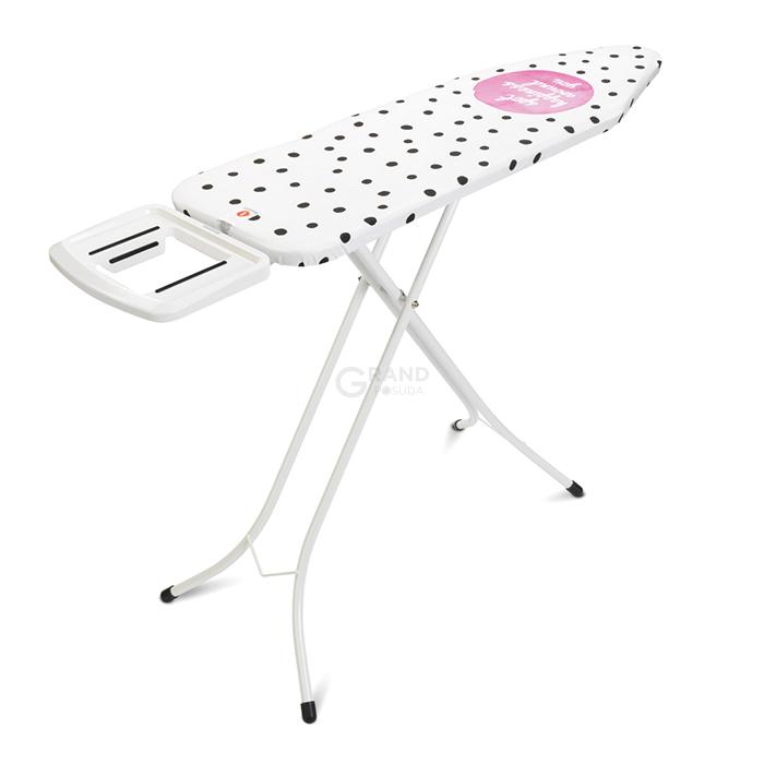 Brabantia Доска со стационарной подставкой для парового утюга 124 x 38 см (B) DOTS | https://grandposuda.com.ua