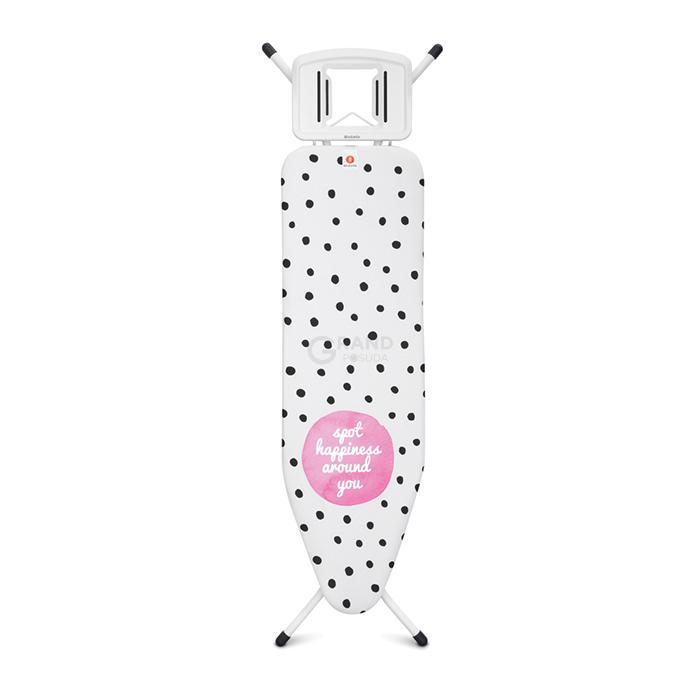 Brabantia Доска со стационарной подставкой для парового утюга 124 x 38 см (B) DOTS | https://grandposuda.com.ua