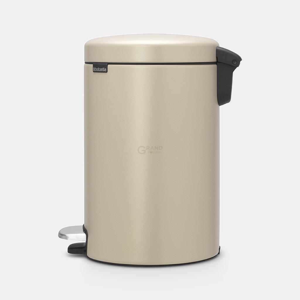 Brabantia Сміттєвий бак з педаллю 12 л безшумний мінерально-золотий NewIcon | https://grandposuda.com.ua