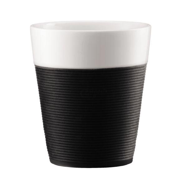 Bodum Набор кружек с силиконовой защитой, черных, 0,3 л, 2 предмета, Bistro | https://grandposuda.com.ua