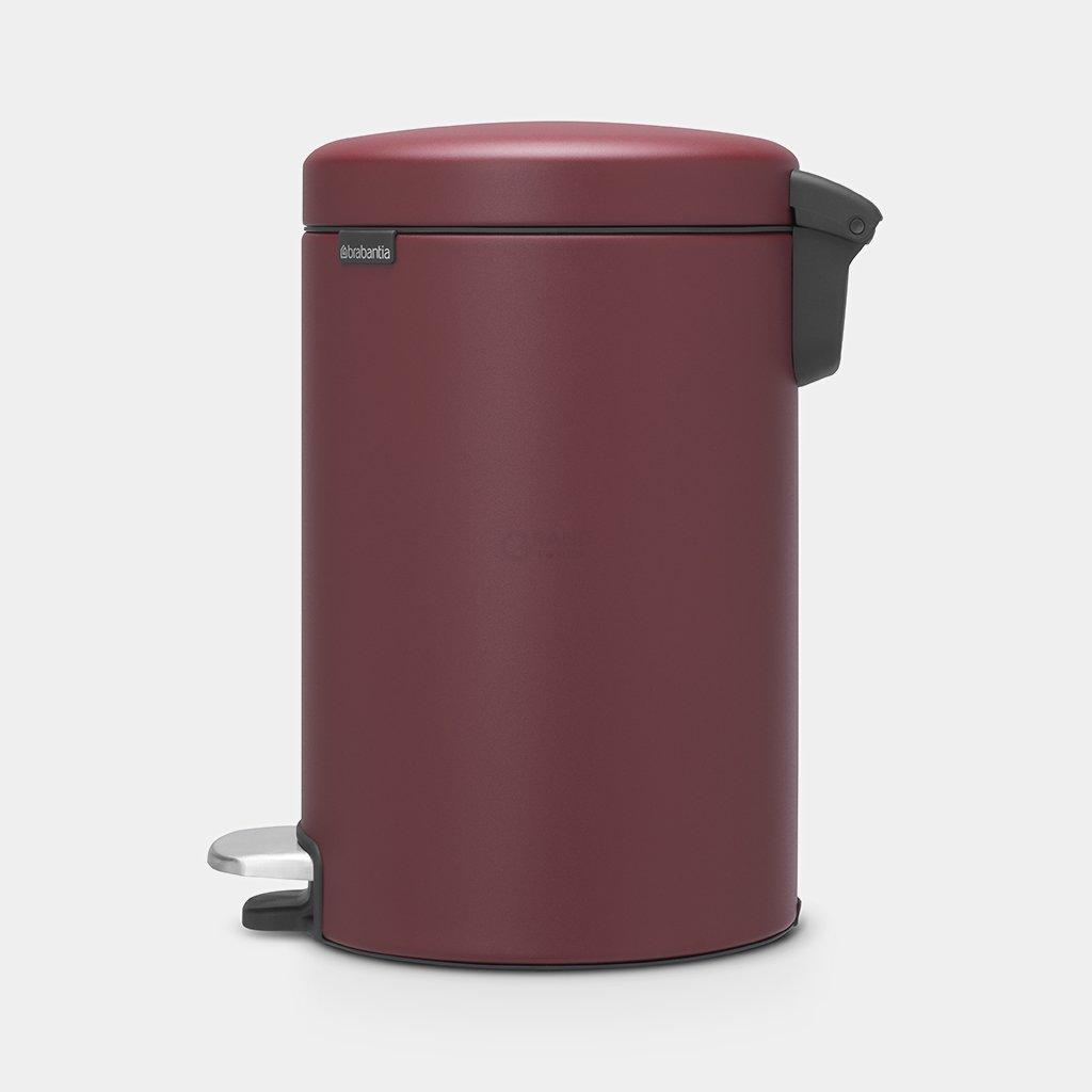 Brabantia Сміттєвий бак з педаллю 12 л безшумний мінерально-бордовий NewIcon | https://grandposuda.com.ua