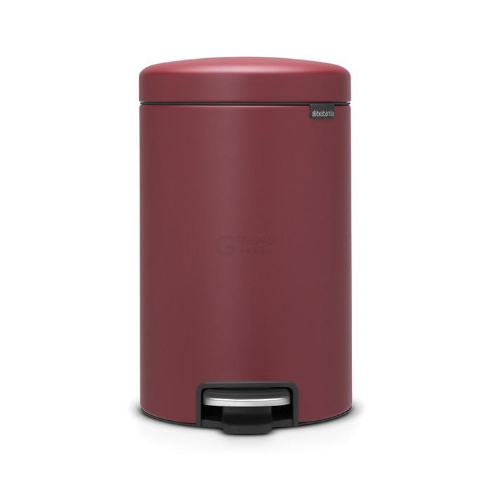 Brabantia Сміттєвий бак з педаллю 12 л безшумний мінерально-бордовий NewIcon | https://grandposuda.com.ua