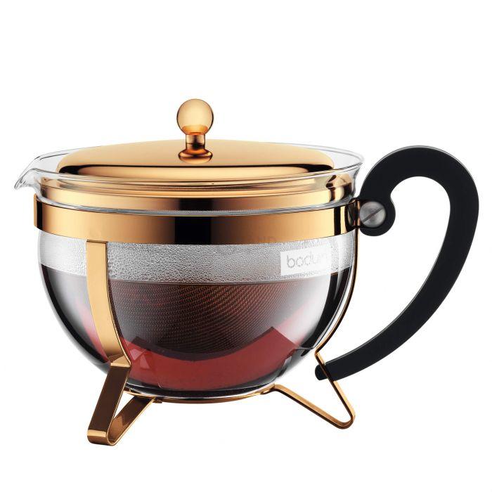 Bodum Заварочный чайник с фильтром, золотой, 1,3 л, Chambord | https://grandposuda.com.ua