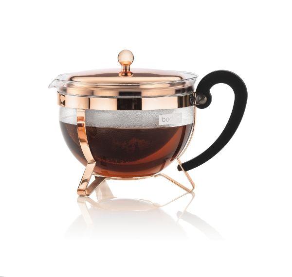 Bodum Заварочный чайник с фильтром и крышкой, медный, 1,3 л, Chambord | https://grandposuda.com.ua