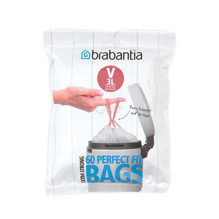Brabantia Пакети для сміття, 3 л, розмір V 60 шт білих | https://grandposuda.com.ua